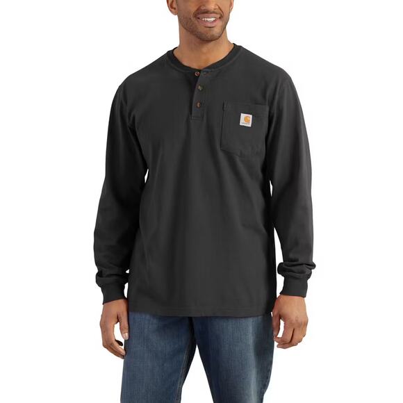 Carhartt NEW Relaxed Fit Heavyweight Pocket Henley Men’s Big&Tall Size 2XL Black - Picture 1 of 9